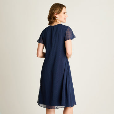 Vestido Midi Azul Con Forro