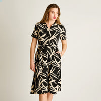 Vestido Midi Estampado Negro