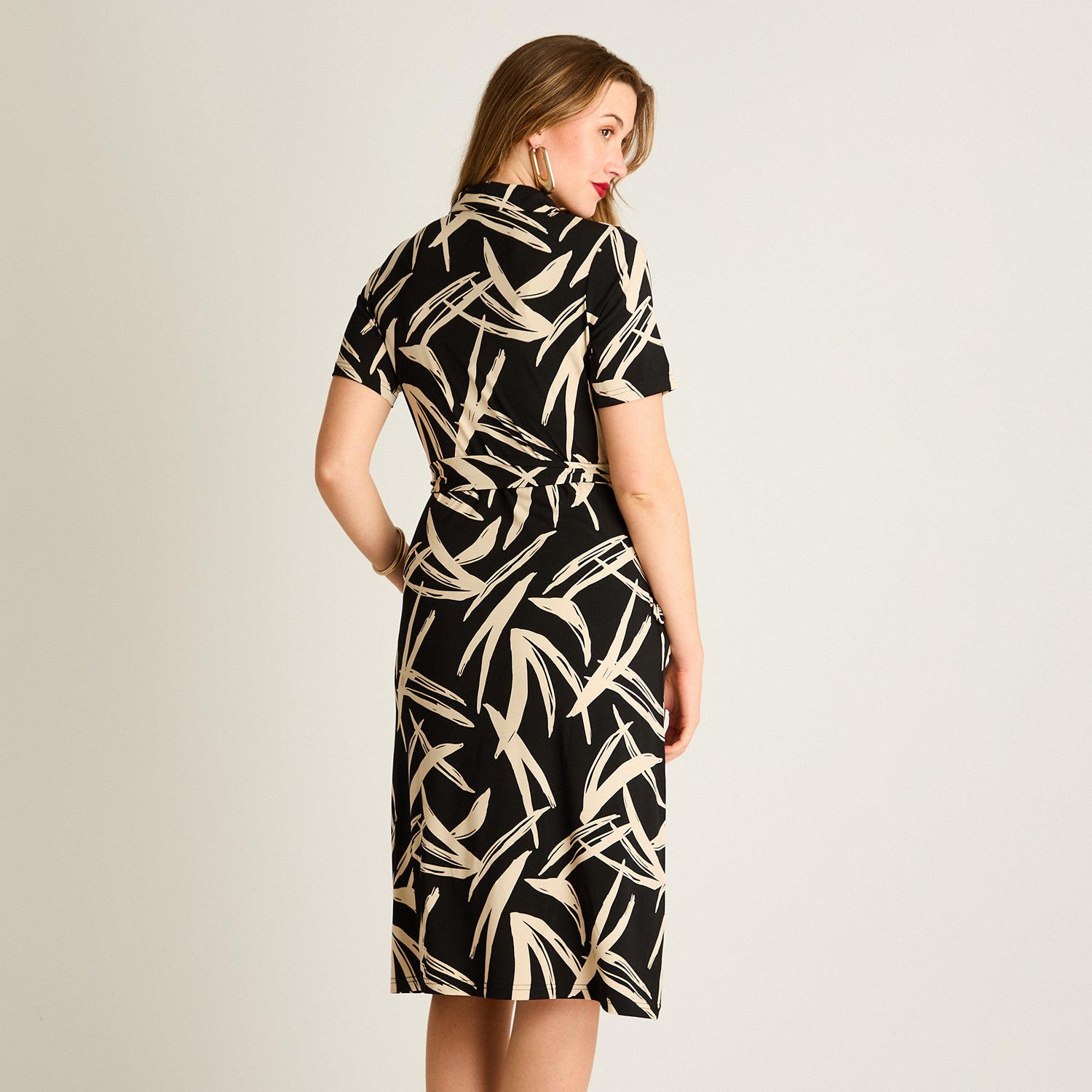 Vestido Midi Estampado Negro