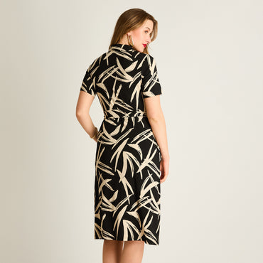 Vestido Midi Estampado Negro