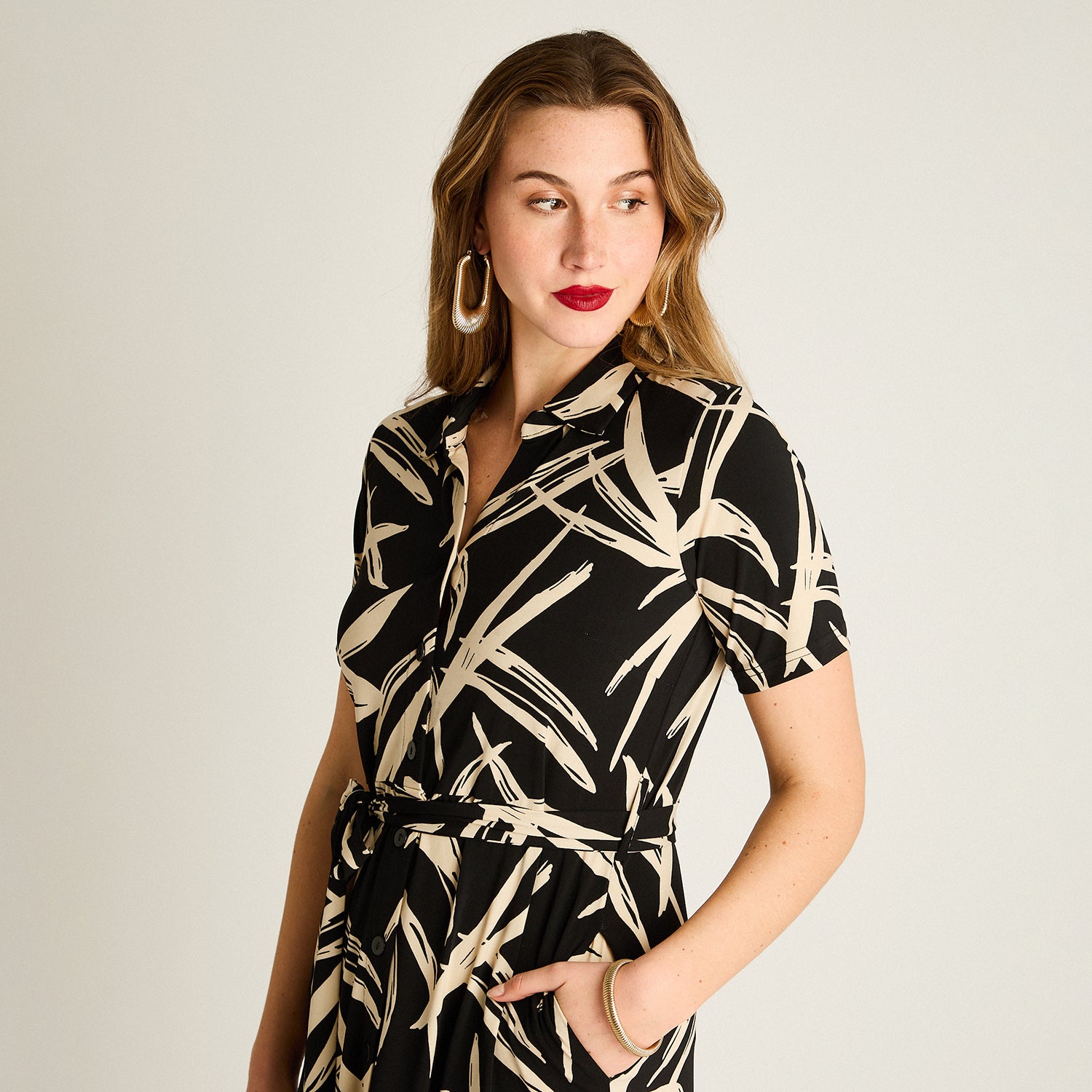 Vestido Midi Estampado Negro