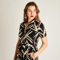 Vestido Midi Estampado Negro