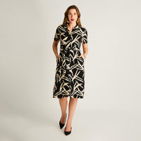 Vestido Midi Estampado Negro