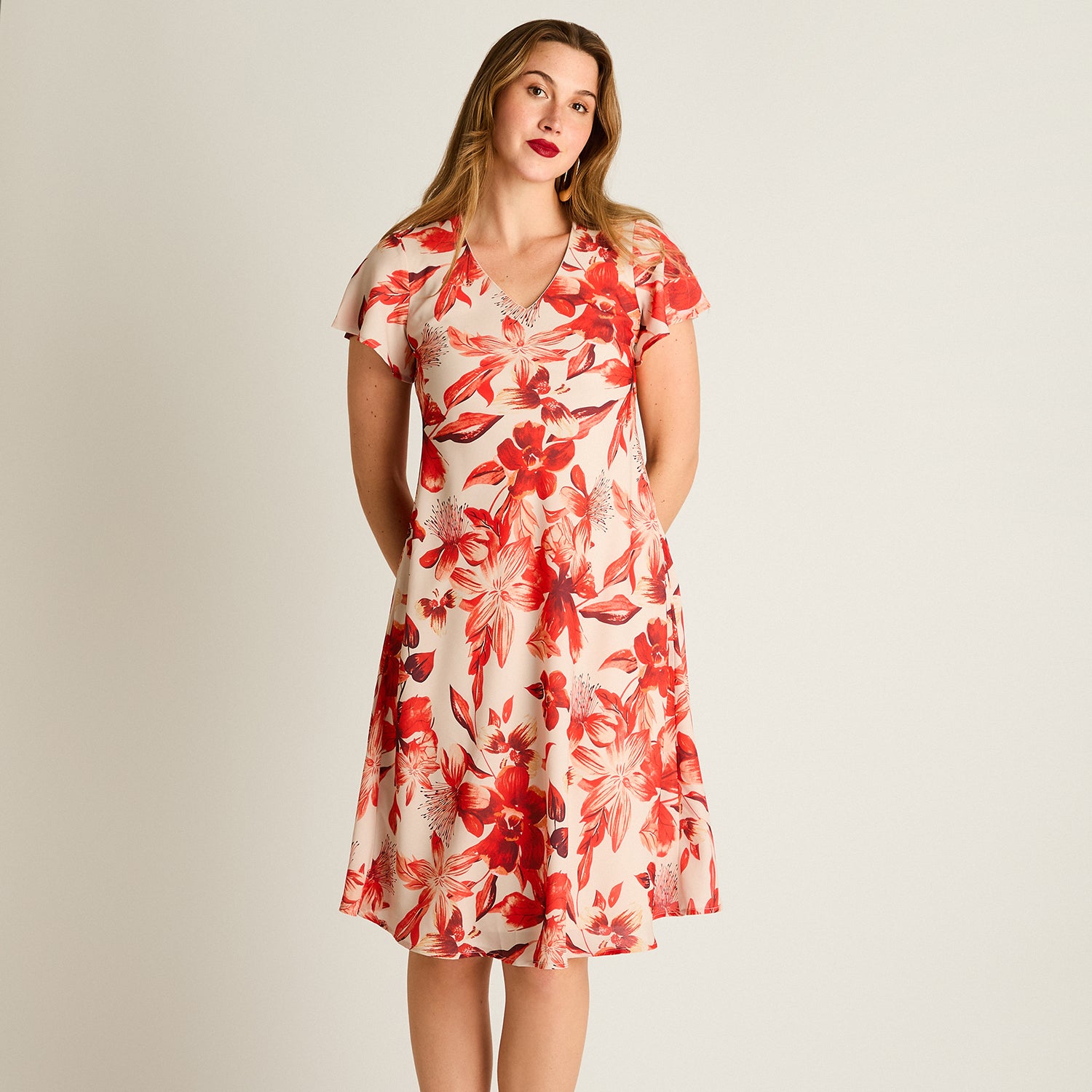 Vestido Midi Naranjo Con Forro