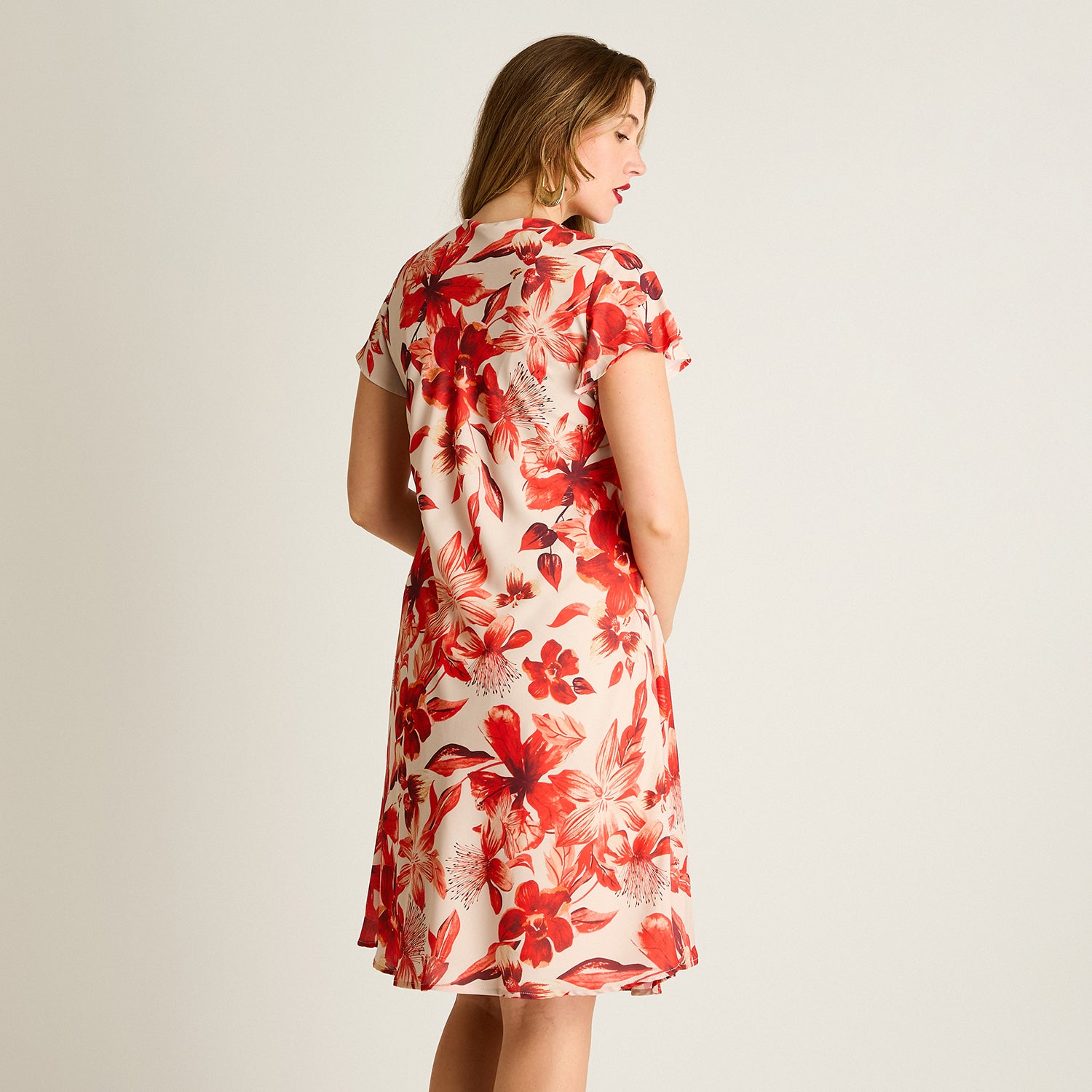 Vestido Midi Naranjo Con Forro