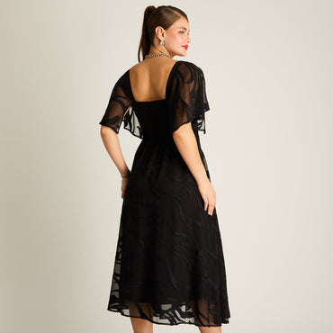 Vestido Midi Negro Escote V