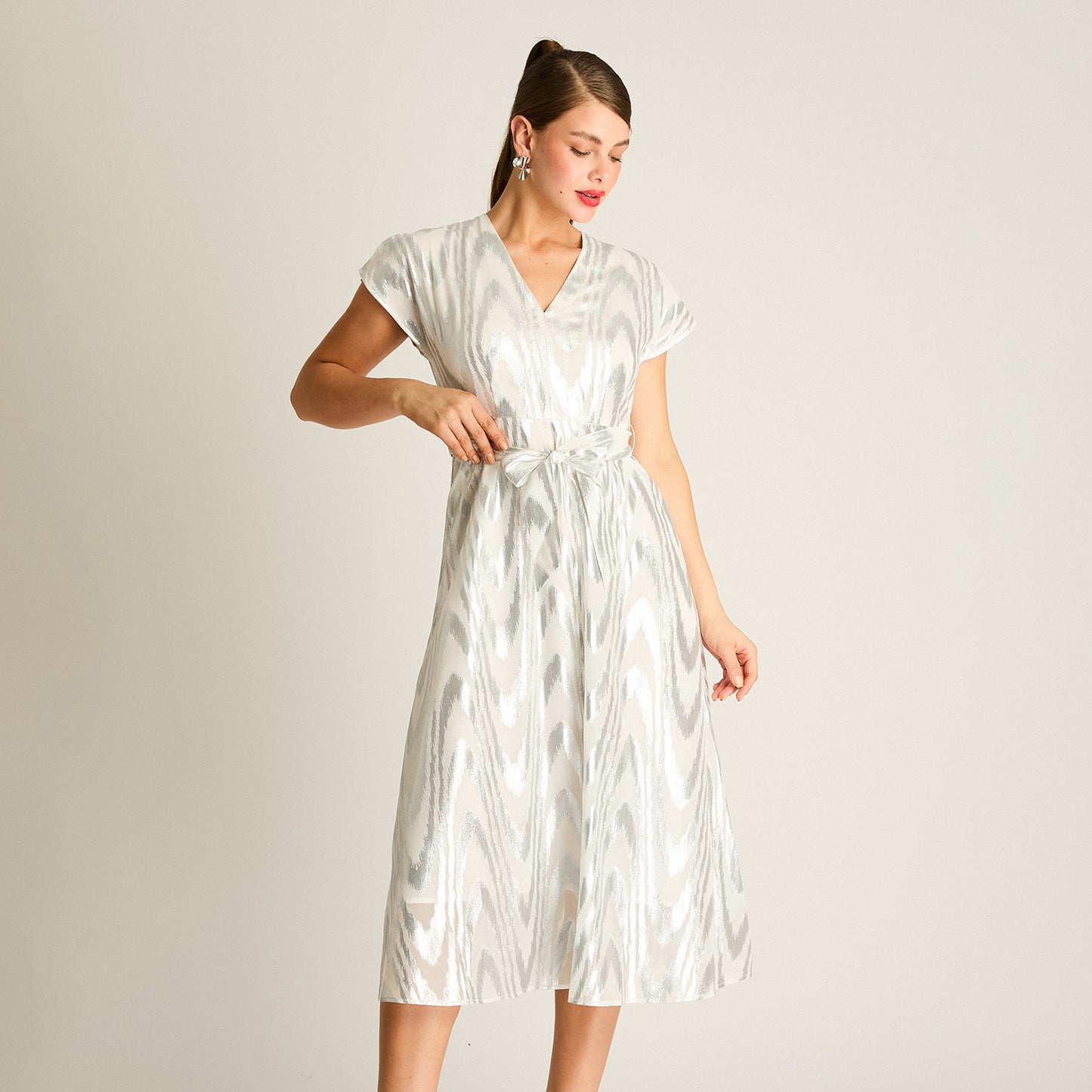 Vestido Midi Brillante Plata
