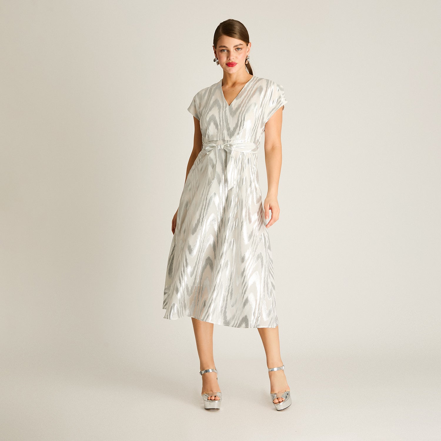 Vestido Midi Brillante Plata