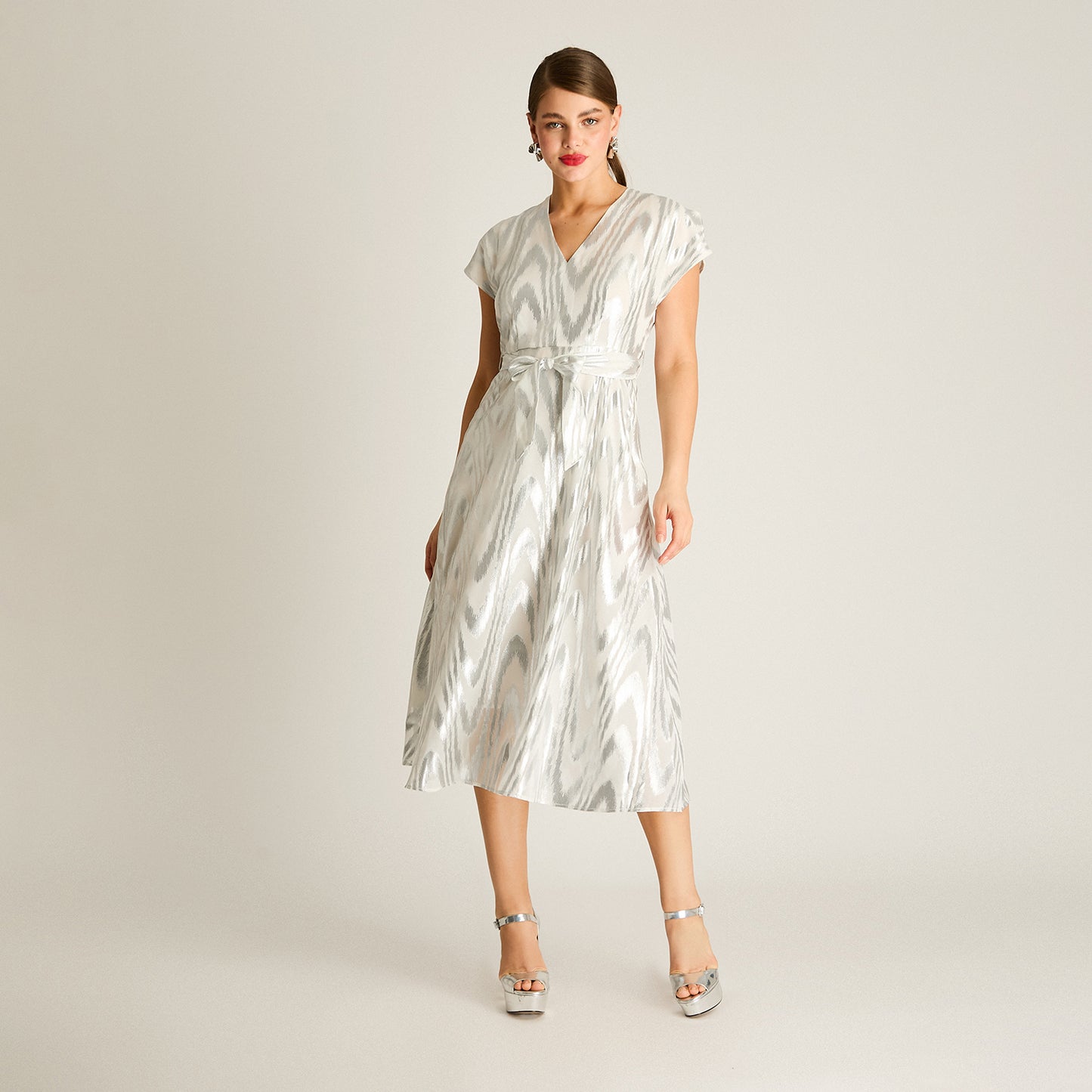 Vestido Midi Brillante Plata