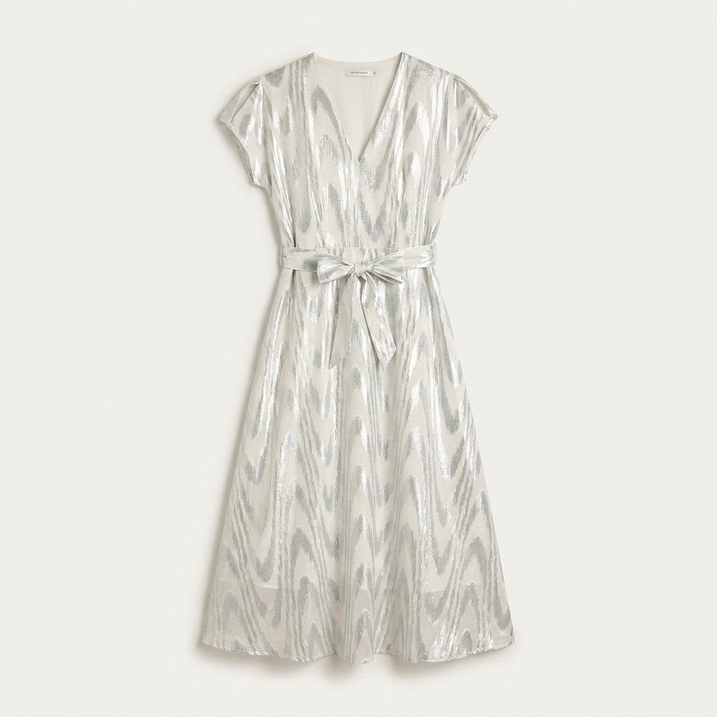 Vestido Midi Brillante Plata en plano