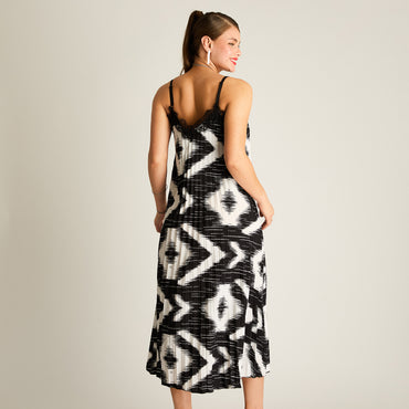 Vestido Midi Plisado Zebra