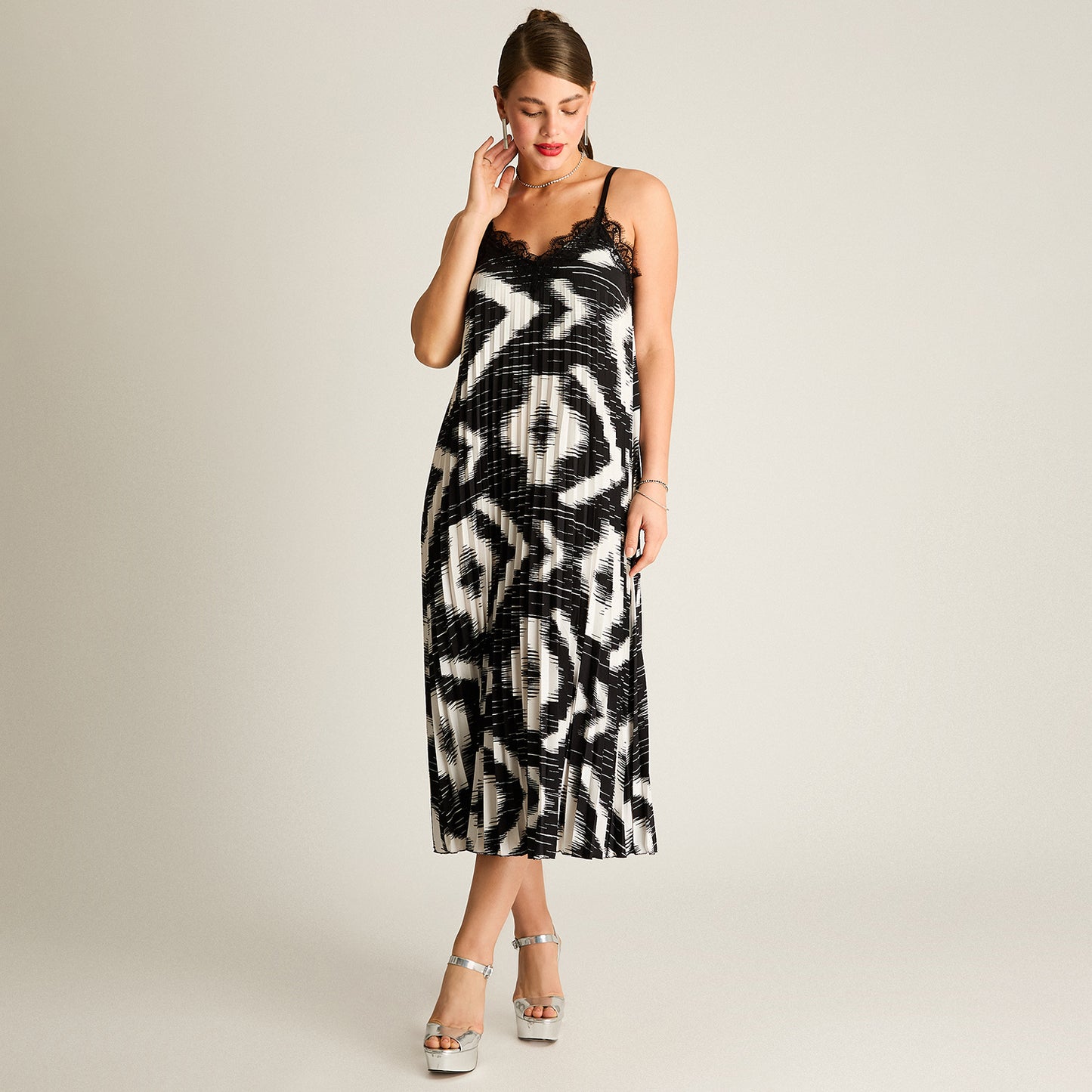 Vestido Midi Plisado Zebra