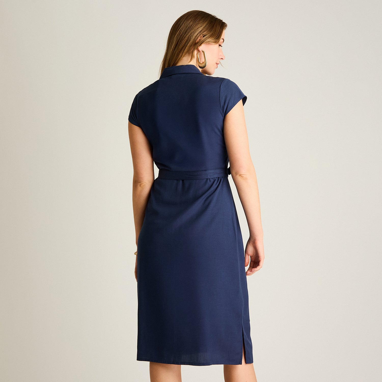 Vestido Midi Azul Lino