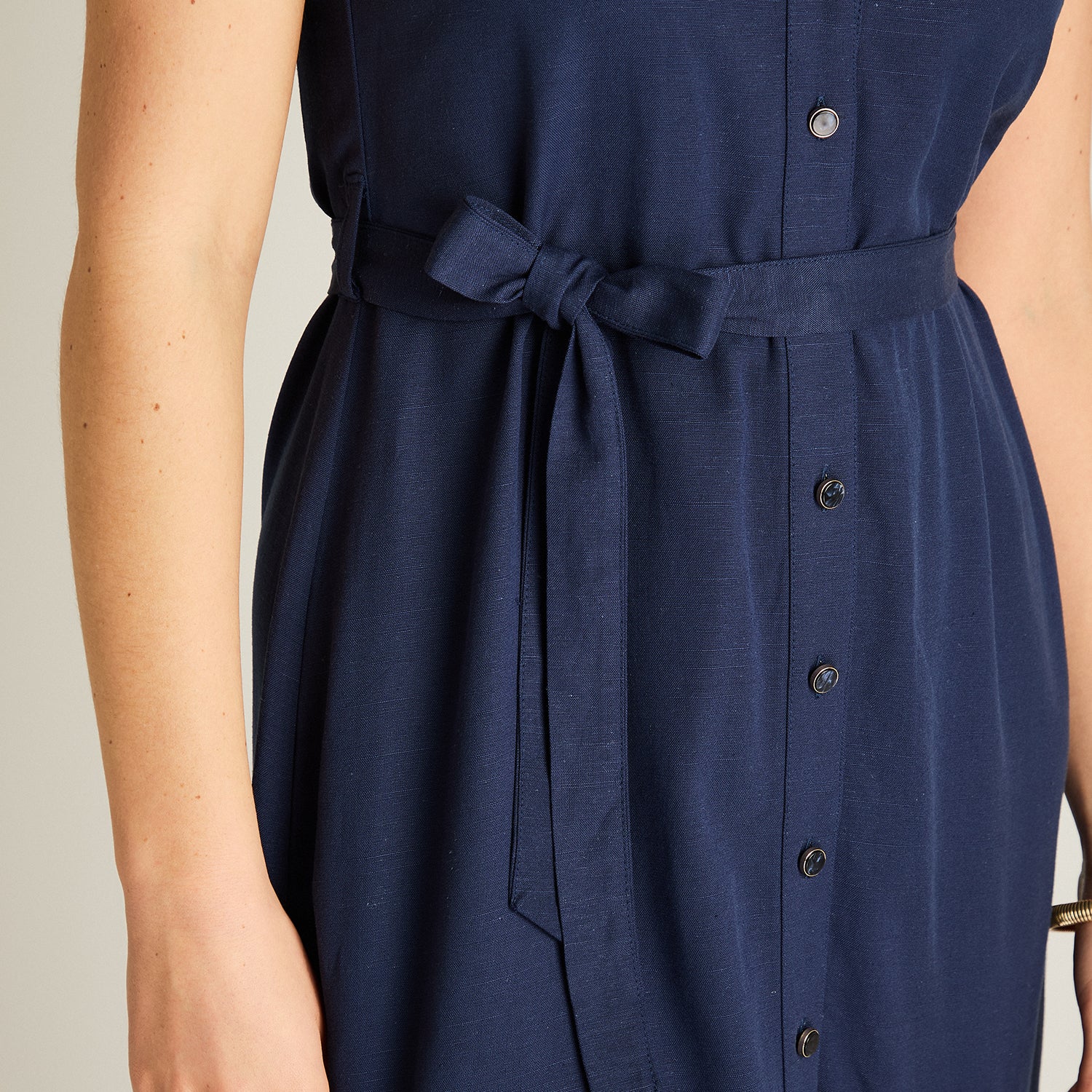 Vestido Midi Azul Lino