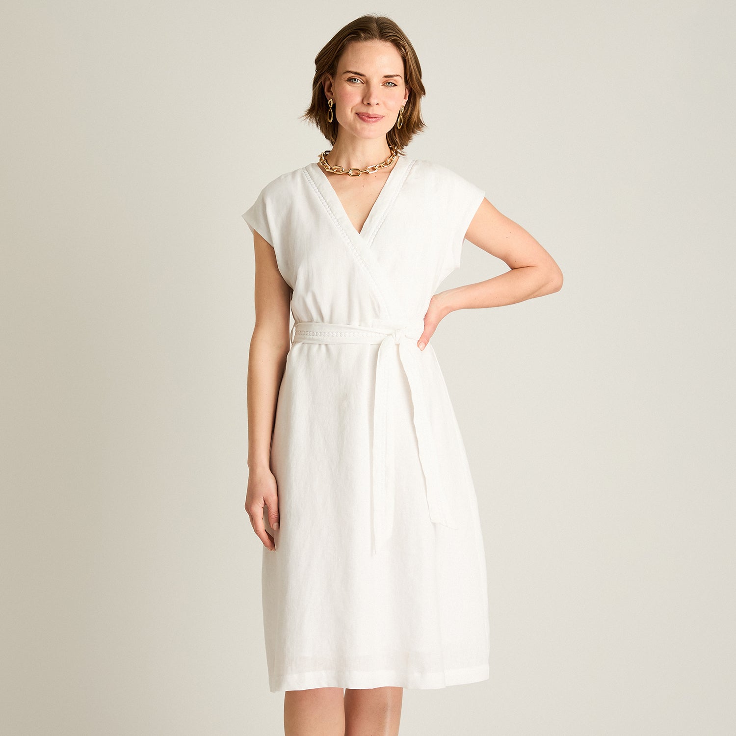 Vestido Midi Blanco 100% Lino