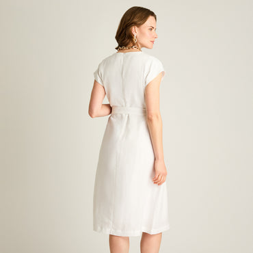 Vestido Midi Blanco 100% Lino