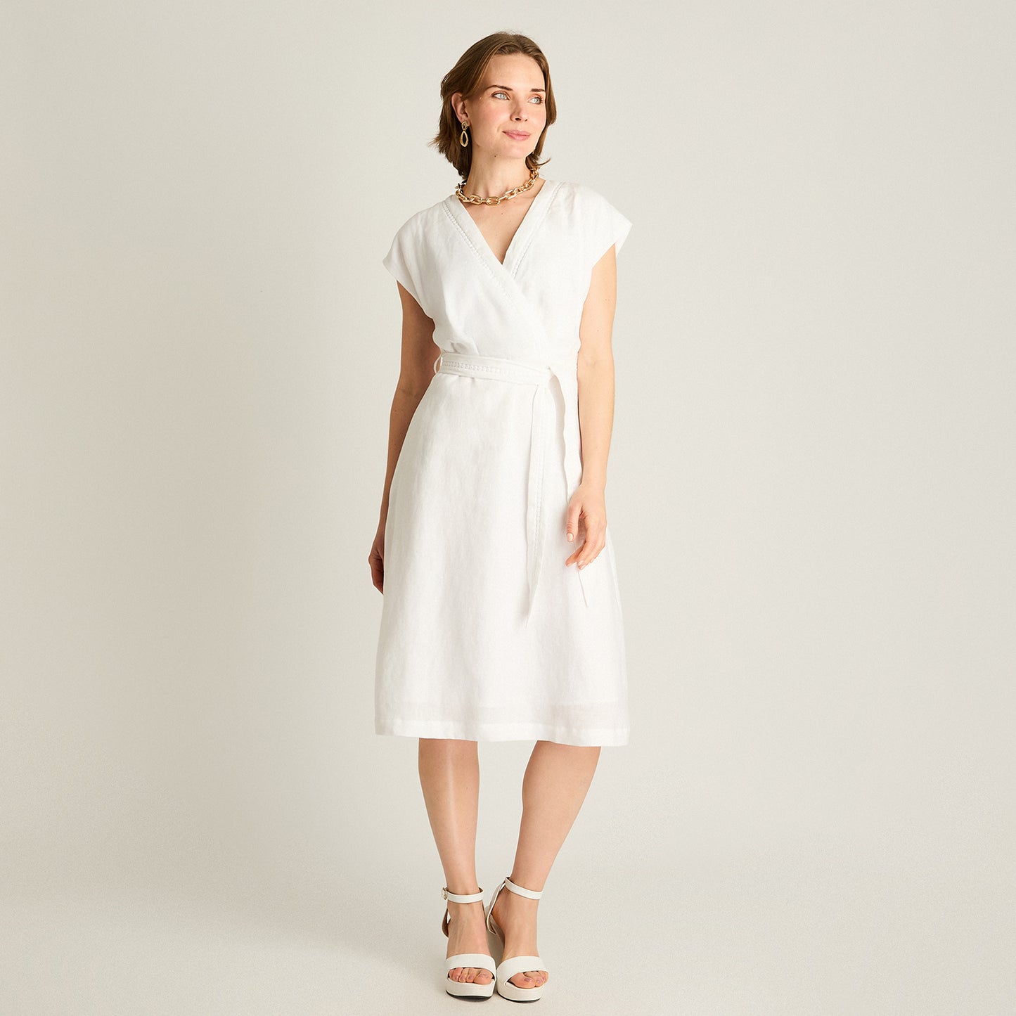 Vestido Midi Blanco 100% Lino