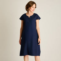 Vestido Midi Azul Sin Forro Calce Holgado