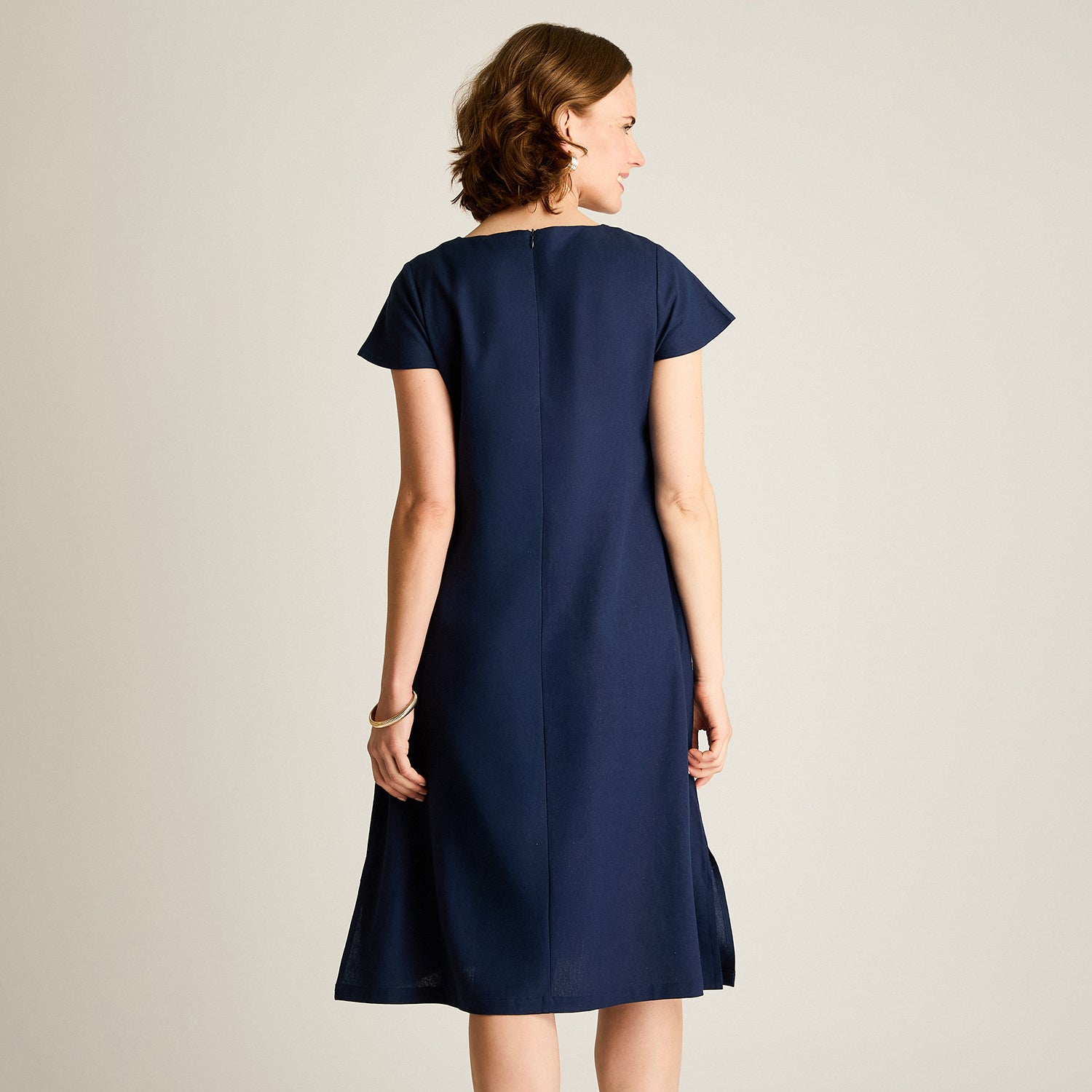 Vestido Midi Azul Sin Forro Calce Holgado