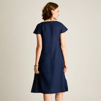 Vestido Midi Azul Sin Forro Calce Holgado