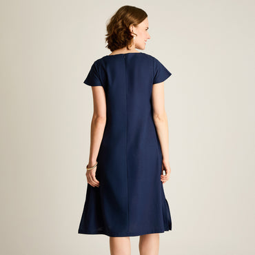 Vestido Midi Azul Sin Forro Calce Holgado
