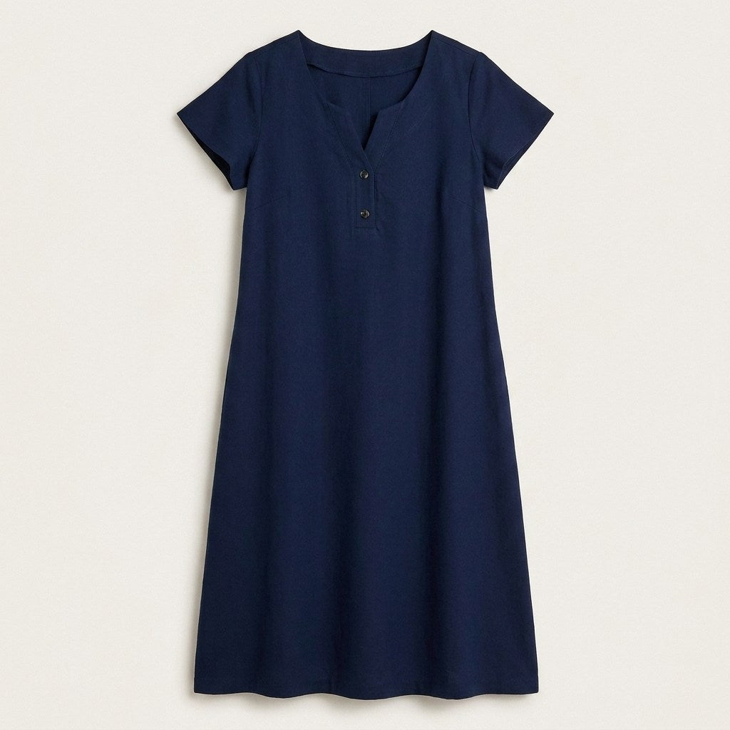 Vestido Midi Azul Sin Forro Calce Holgado en plano