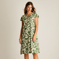 Vestido Midi Verde Sin Forro Calce Holgado