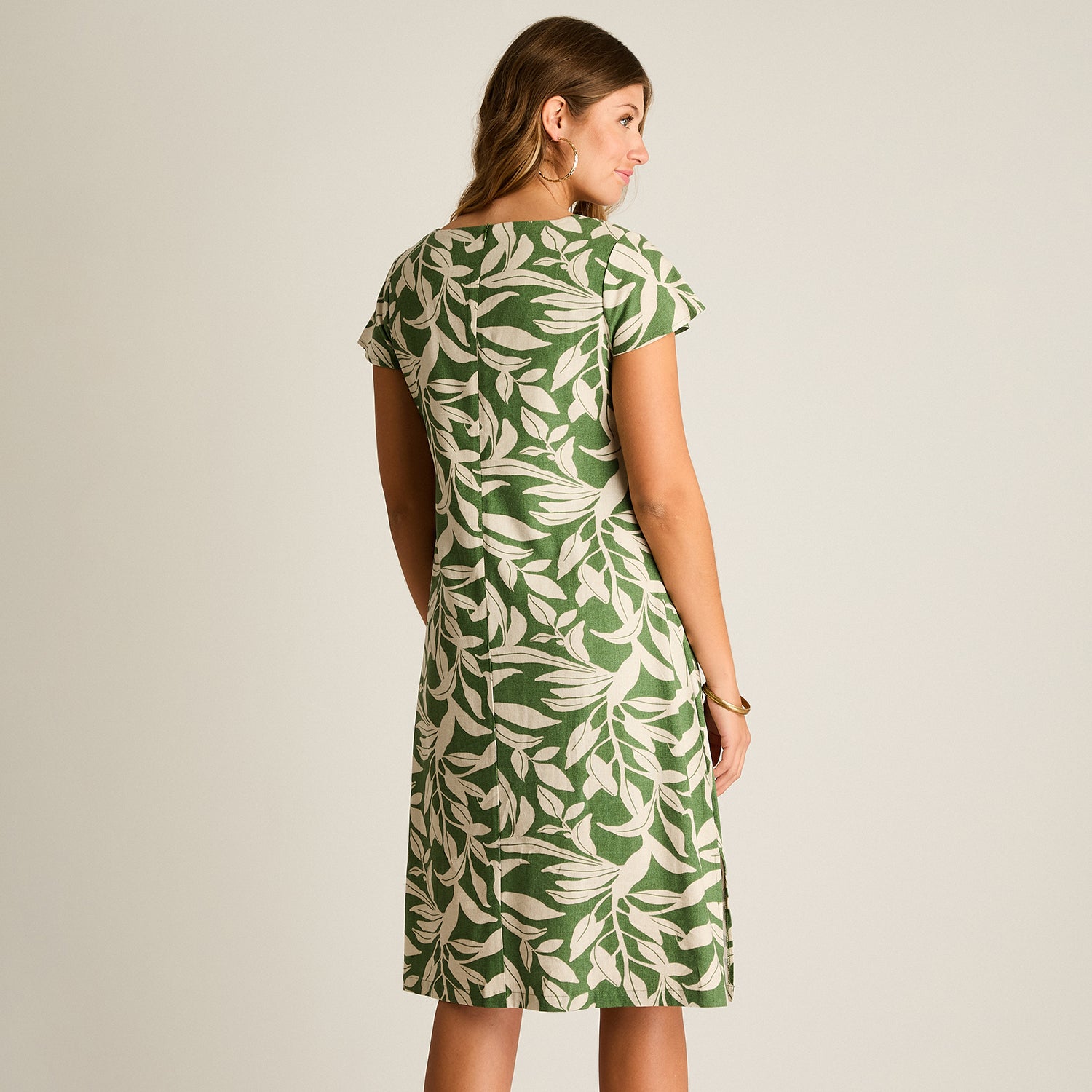 Vestido Midi Verde Sin Forro Calce Holgado