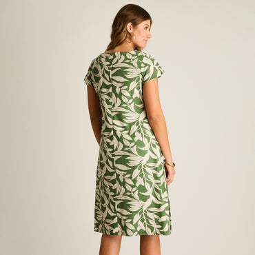 Vestido Midi Verde Sin Forro Calce Holgado