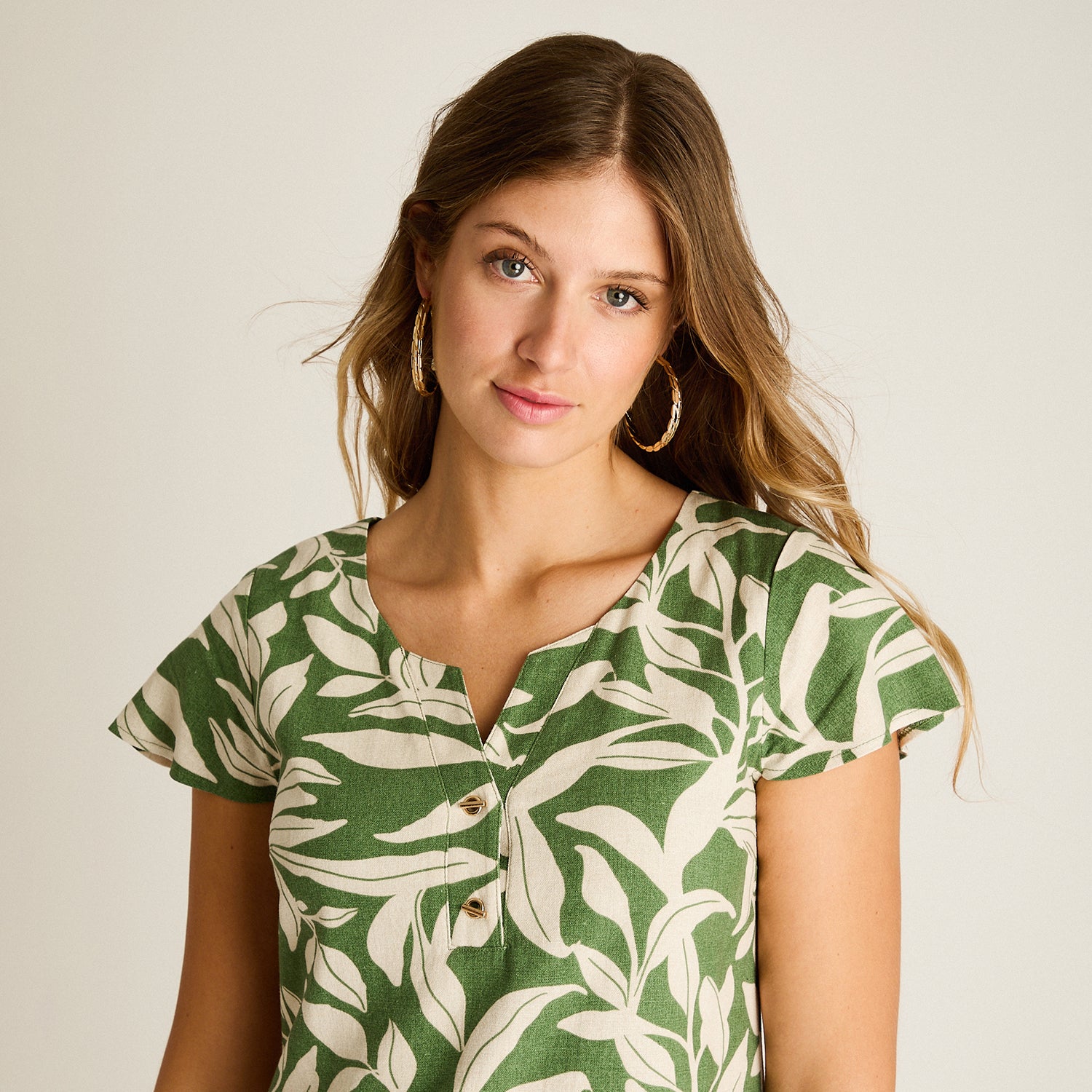 Vestido Midi Verde Sin Forro Calce Holgado