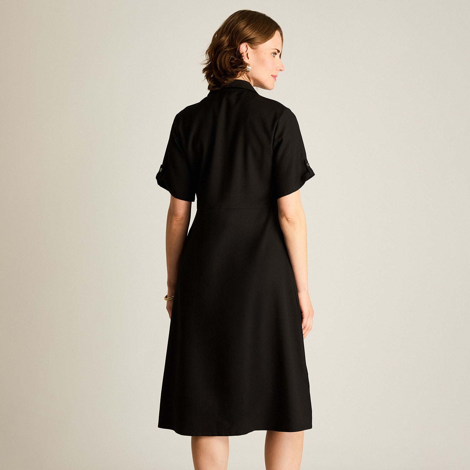 Vestido Midi Negro Sin Forro Calce Holgado