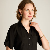 Vestido Midi Negro Sin Forro Calce Holgado