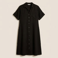 Vestido Midi Negro Sin Forro Calce Holgado en plano
