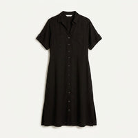 Vestido Midi Negro Sin Forro Calce Holgado en plano