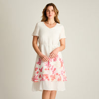 Vestido Midi Crudo No Elasticado Con Forro Calce Normal