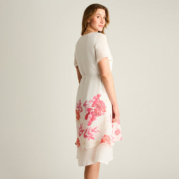 Vestido Midi Crudo No Elasticado Con Forro Calce Normal