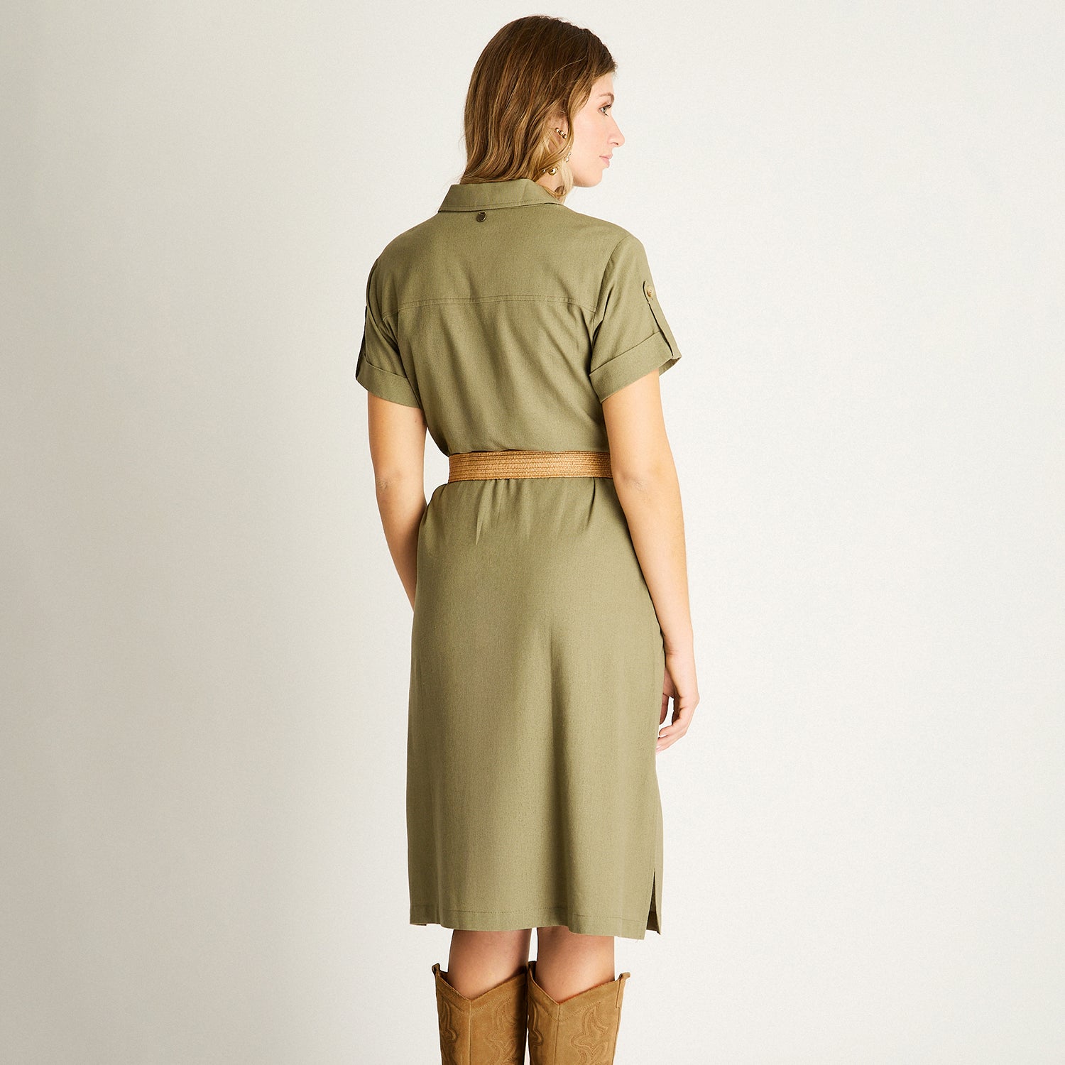 Vestido Camisero Verde Safari
