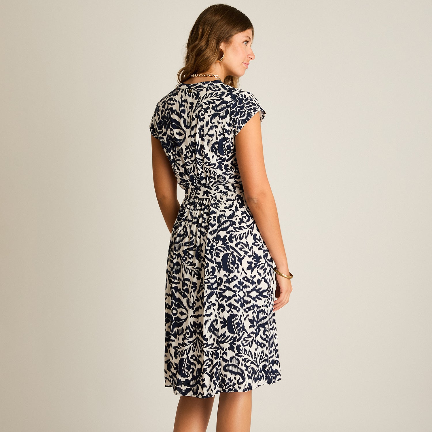 Vestido Midi Azul No Elasticado Sin Forro Calce Normal