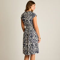 Vestido Midi Azul No Elasticado Sin Forro Calce Normal