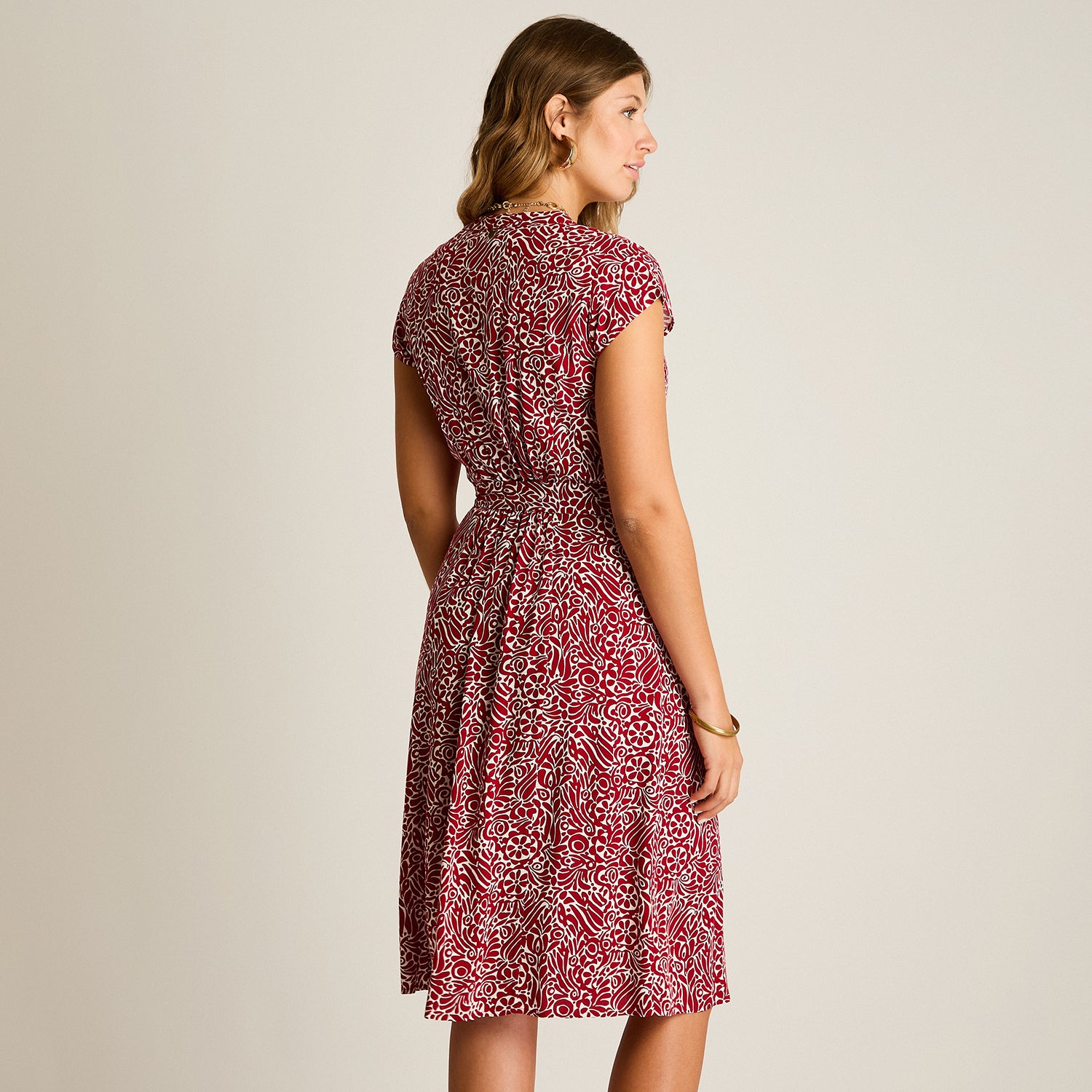 Vestido Midi Rojo No Elasticado Sin Forro Calce Normal