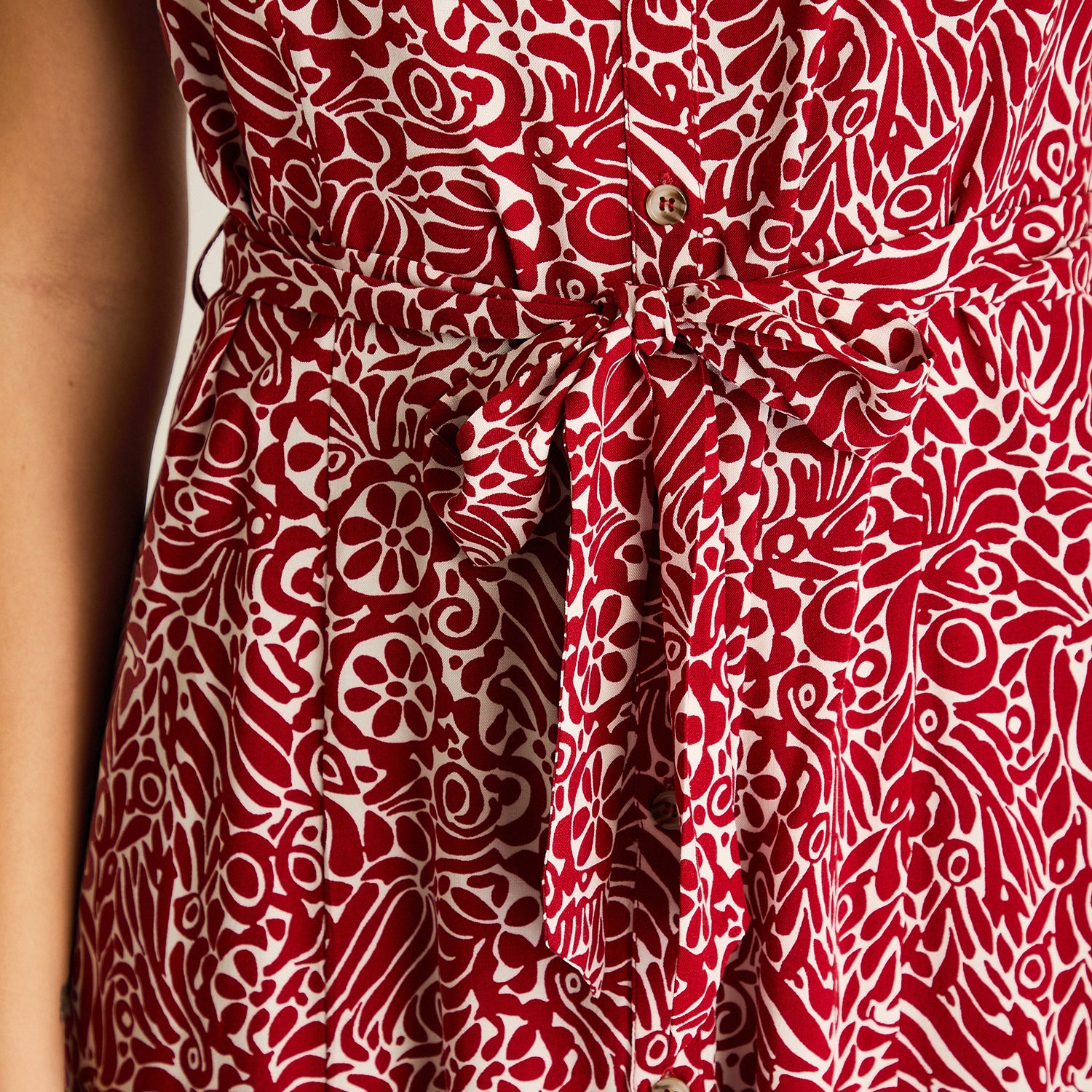 Vestido Midi Rojo No Elasticado Sin Forro Calce Normal