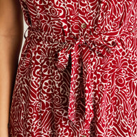 Vestido Midi Rojo No Elasticado Sin Forro Calce Normal