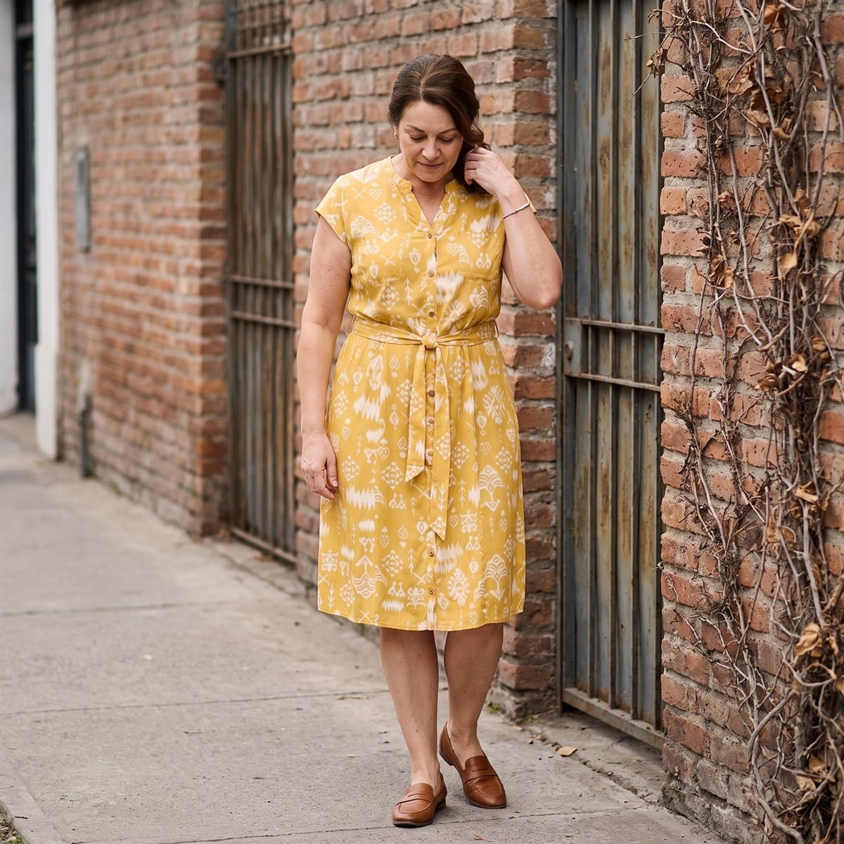 Vestido Midi Mostaza – Fresco, cómodo y de Calce normal lifestyle