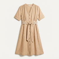 Vestido Midi Beige – Ligero, cómodo y de calce normal en plano
