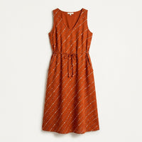 Vestido Midi Terracota No Elasticado Sin Forro Calce Holgado en plano