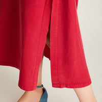 Vestido Midi Fucsia No Elasticado Sin Forro Calce Holgado