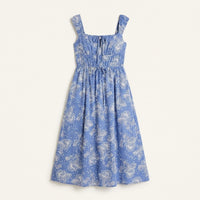 Vestido Midi Azul Estampado Mediterráneo en plano