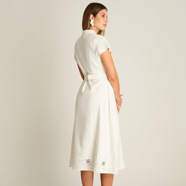 Vestido Midi Crudo Midi Elasticidad Nula Con Forro Calce Normal Tela Plano