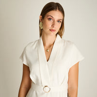 Vestido Midi Crudo Midi Elasticidad Nula Con Forro Calce Normal Tela Plano