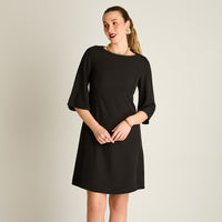 Vestido Midi Negro Midi Elasticidad Nula Con Forro Calce Normal Tela Plano